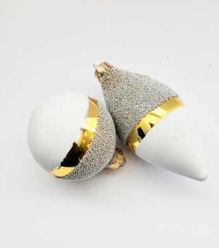 White and Gold Glass Christmas Ornament (Set Of 14) - DesignedBy The Boss