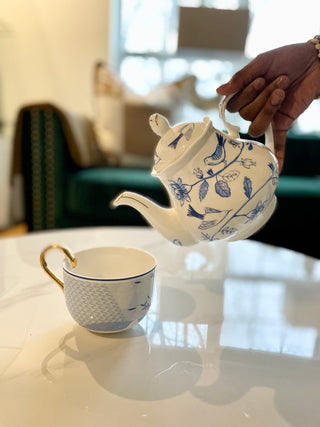 White & Blue Floral Teapot - DesignedBy The Boss