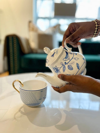 White & Blue Floral Teapot - DesignedBy The Boss