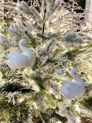 White Ceramic Swan Ornament - Holiday Decor - DesignedBy The Boss