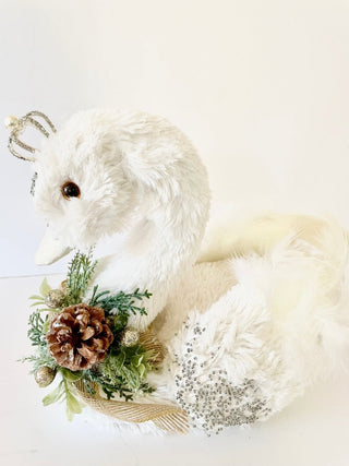 White Elegant Furry Swan With Crown - DesignedBy The Boss