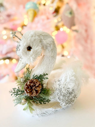 White Elegant Furry Swan With Crown - DesignedBy The Boss