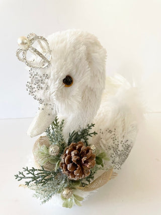 White Elegant Furry Swan With Crown - DesignedBy The Boss