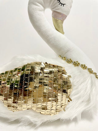 White Elegant Furry Swan With Glitter Accent Wing - Modern Decor - DesignedBy The Boss