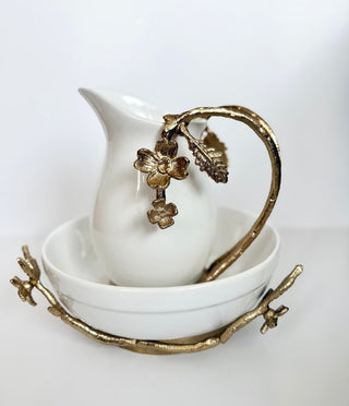 White & Gold Ceramic Serving Bowl - Salad Bowl - DesignedBy The Boss