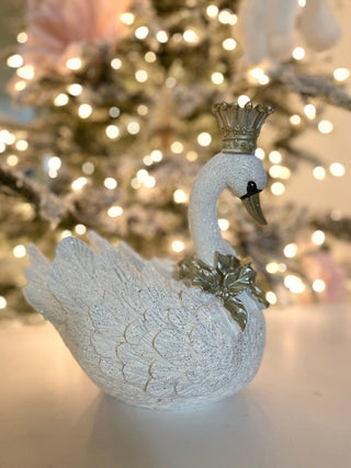 White & Gold Elegant Swan With Crown - DesignedBy The Boss