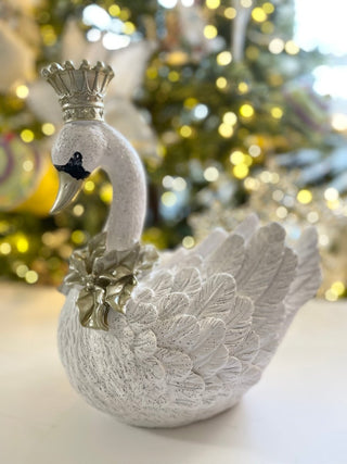 White & Gold Elegant Swan With Crown - DesignedBy The Boss