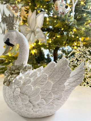 White & Gold Elegant Swan With Crown - DesignedBy The Boss