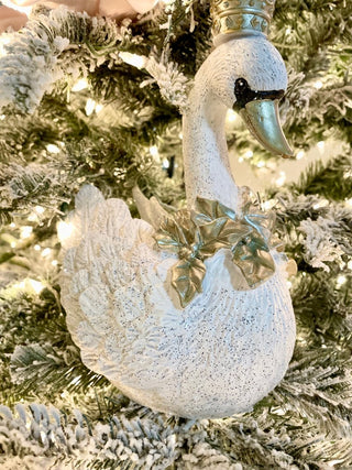 White & Gold Elegant Swan With Crown - DesignedBy The Boss