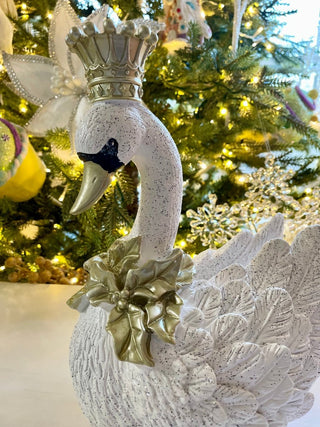 White & Gold Elegant Swan With Crown - DesignedBy The Boss