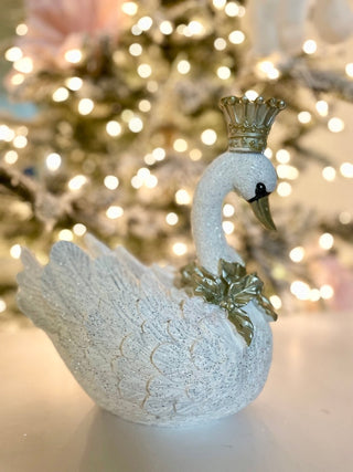 White & Gold Elegant Swan With Crown - DesignedBy The Boss