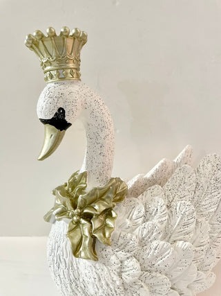 White & Gold Elegant Swan With Crown - DesignedBy The Boss