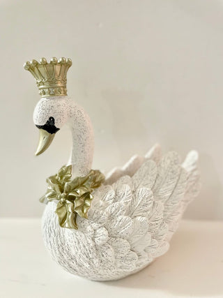 White & Gold Elegant Swan With Crown - DesignedBy The Boss