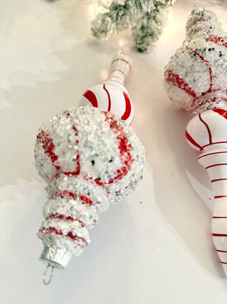 White & Red Teardrop Ornaments - Holiday Decor Pack of 3 - DesignedBy The Boss
