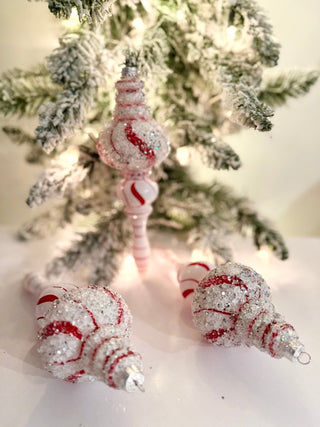 White & Red Teardrop Ornaments - Holiday Decor Pack of 3 - DesignedBy The Boss