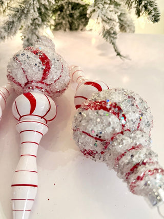 White & Red Teardrop Ornaments - Holiday Decor Pack of 3 - DesignedBy The Boss