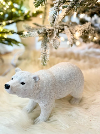 White Resin Walking Polar Bear Sculpture - DesignedBy The Boss