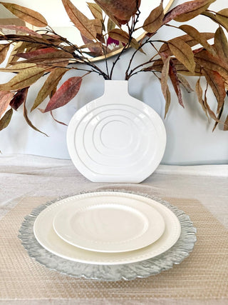 White & Silver Luxury Glass Charger ( Set of 4) High Quality - DesignedBy The Boss