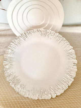 White & Silver Luxury Glass Charger ( Set of 4) High Quality - DesignedBy The Boss