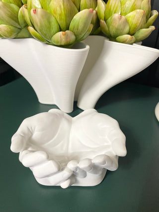 White Two Hands Sculpture - Hand Tray Catchall Decoration - DesignedBy The Boss