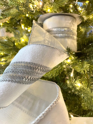 White Velvet Luxury Ribbon - Holliday Decor Width 4 in - DesignedBy The Boss