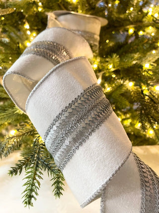 White Velvet Luxury Ribbon - Holliday Decor Width 4 in - DesignedBy The Boss