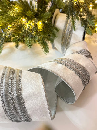 White Velvet Luxury Ribbon - Holliday Decor Width 4 in - DesignedBy The Boss