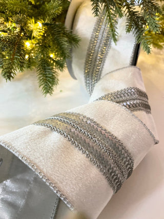 White Velvet Luxury Ribbon - Holliday Decor Width 4 in - DesignedBy The Boss