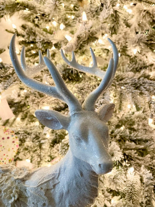 Winter Frost Tabletop Elegant Standing Deer Sculpture - Holliday Decor 18.5" - DesignedBy The Boss