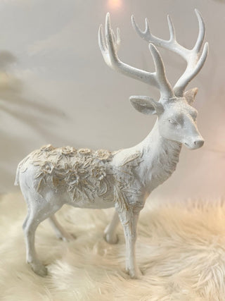 Winter Frost Tabletop Elegant Standing Deer Sculpture - Holliday Decor 18.5" - DesignedBy The Boss