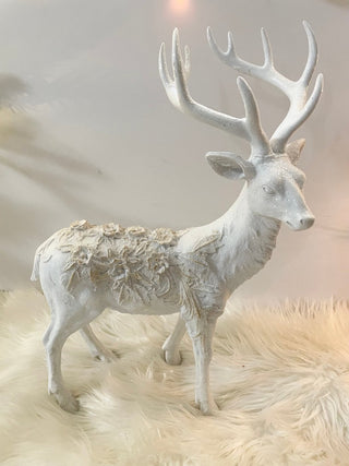 Winter Frost Tabletop Elegant Standing Deer Sculpture - Holliday Decor 18.5" - DesignedBy The Boss