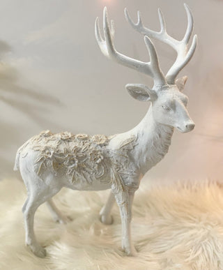 Winter Frost Tabletop Elegant Standing Deer Sculpture - Holliday Decor 18.5" - DesignedBy The Boss