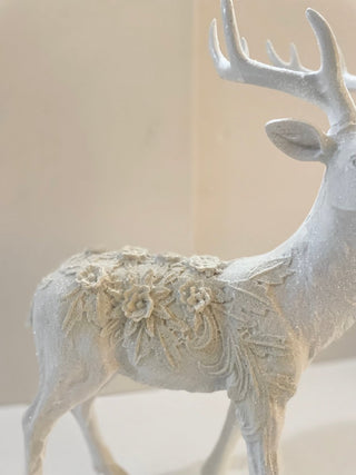 Winter Frost Tabletop Elegant Standing Deer Sculpture - Holliday Decor 18.5" - DesignedBy The Boss