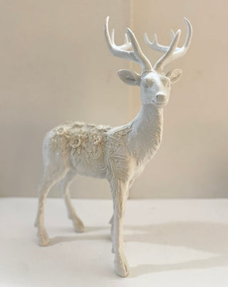 Winter Frost Tabletop Elegant Standing Deer Sculpture - Holliday Decor 18.5" - DesignedBy The Boss