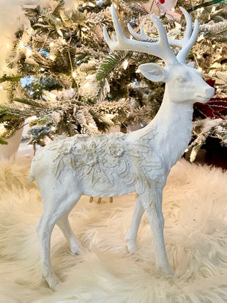 Winter Frost Tabletop Elegant Standing Deer Sculpture - Holliday Decor 18.5" - DesignedBy The Boss