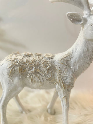 Winter Frost Tabletop Elegant Standing Deer Sculpture - Holliday Decor 18.5" - DesignedBy The Boss