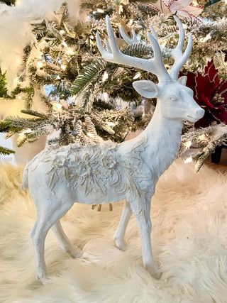 Winter Frost Tabletop Elegant Standing Deer Sculpture - Holliday Decor 18.5" - DesignedBy The Boss