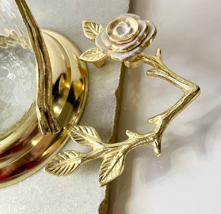 X - Large Marble Serving Tray With Gold Flower Detail By Designed By The Boss (21’’L x 11.5"W) - DesignedBy The Boss