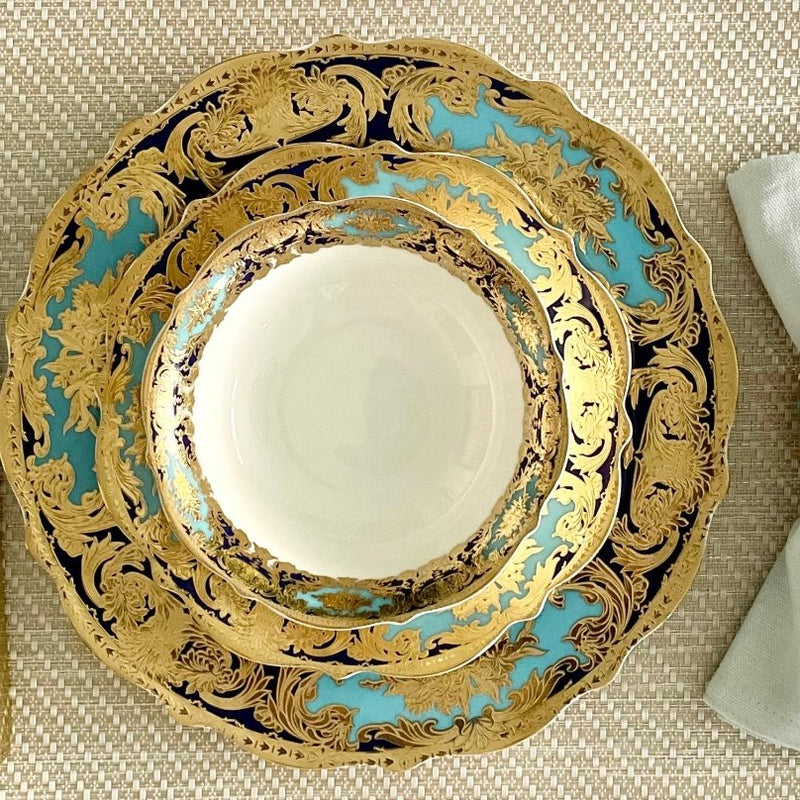 12-Piece Dinnerware Set, Service For 4, Luxury Embossed Gold Tableware ...