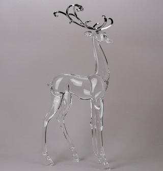 18" Acrylic Decorative Christmas Standing Deer Figures With Silver Antlers - DesignedBy The Boss