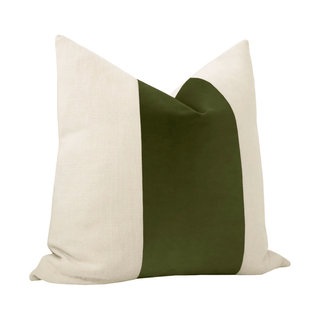 22" Olive Italian Velvet Panel & Linen Pillows - a Pair ( Set Of 2) Luxe Collections - DesignedBy The Boss