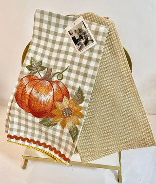 3-piece Fall kitchen dish towel set Pumpkin - DesignedBy The Boss