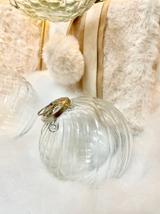 4" Clear Glass Ball Ornaments Set of 3 - DesignedBy The Boss