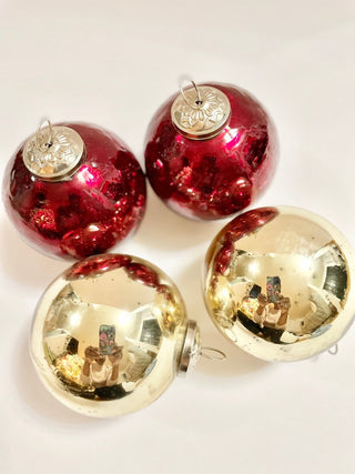 4" Mercury Glass Ball Ornaments Set of 3 - DesignedBy The Boss
