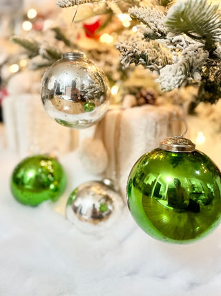 4" Mercury Glass Ball Ornaments Set of 3 - DesignedBy The Boss
