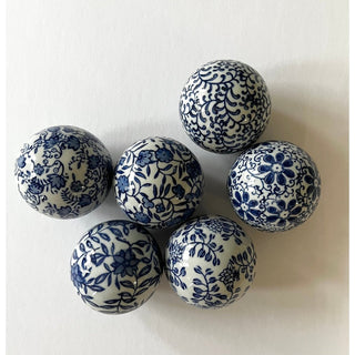 6 Piece Decorative Ceramic Orbs Sculpture Blue Porcelain - DesignedBy The Boss