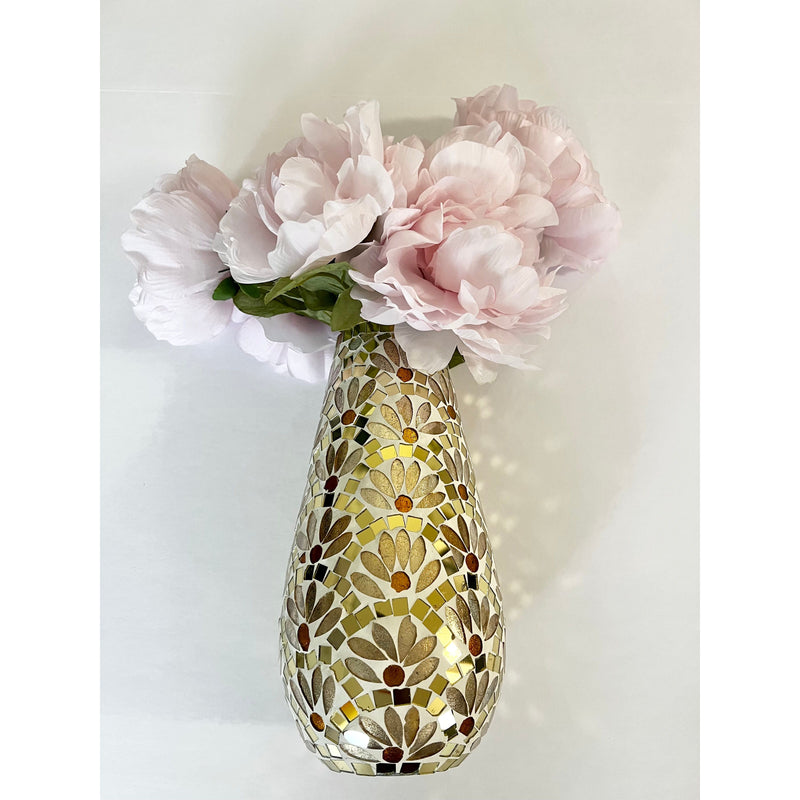 Handmade Mosaic Glass Flower Vase For Home Decor From (2 Sizes)