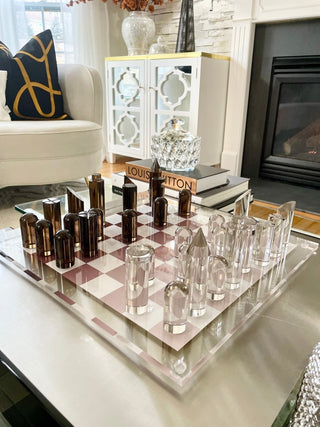 Acrylic Chess & Checkers Board Game 3D Luxury Chess Set - DesignedBy The Boss