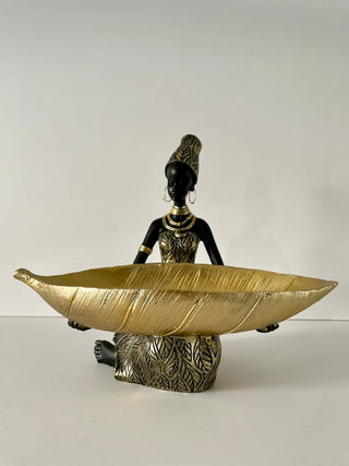 African Tribal Woman Statue and Sculptures Gold Vintage Aesthetic for Home Decor - DesignedBy The Boss