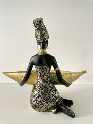 African Tribal Woman Statue and Sculptures Gold Vintage Aesthetic for Home Decor - DesignedBy The Boss